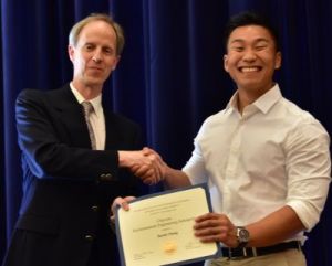 Chair Harley presents the Chevron Scholarship to Austin Vuong