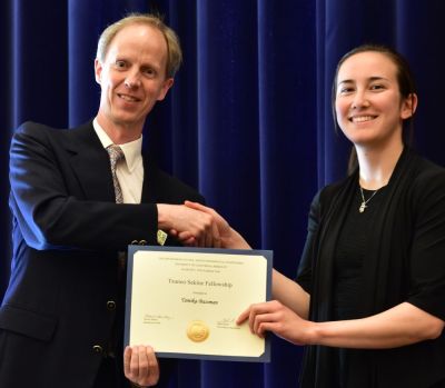 Chair Harley presents the Tsuneo Sekine Fellowship to Tamika Bassman