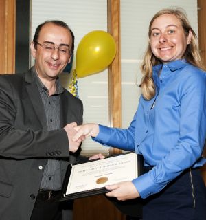 Jennifer Marion receives the Clement T. Wiskocil award, which recognizes the CEE senior who most demonstrates the characteristics of an outstanding professional engineer