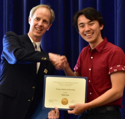 Chair Harley presents the Tsuneo Sekine Fellowship to Dylan Kato