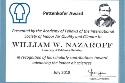 Pettenkofer Award for William Nazaroff