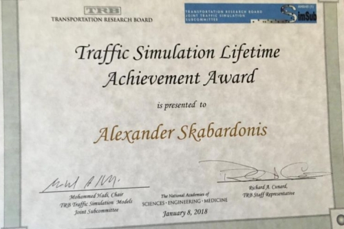 Traffic Simulation Lifetime Achievement Award for Alex Skabardonis