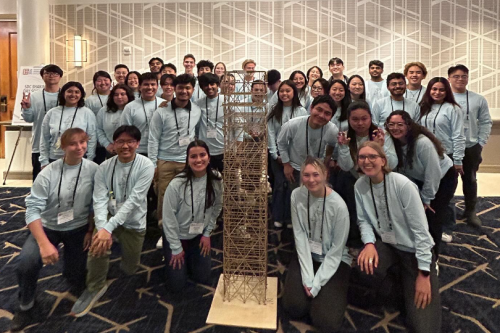 A group photo of the Cal Seismic team at the annual Seismic Design Competition in Seattle, Washington (Photo Credit: Lisa Robinson).